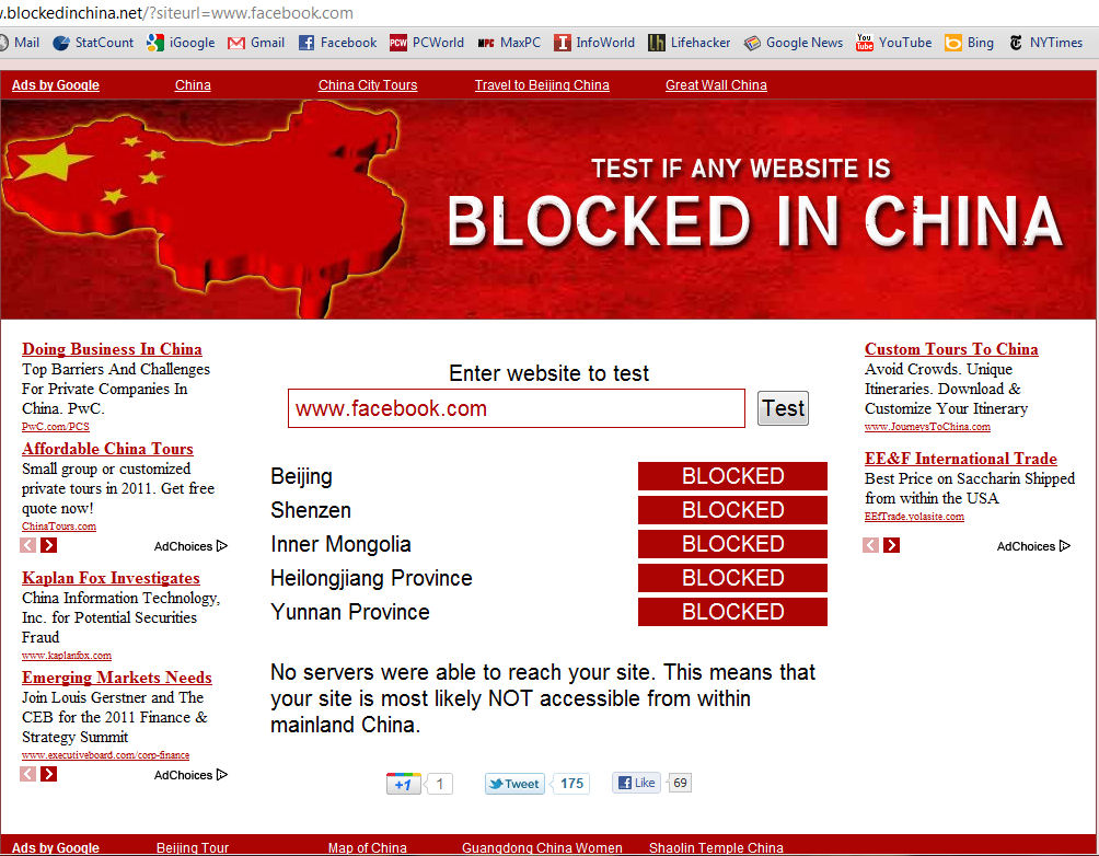 Facebook Is Not The Only Website Being Blocked In China