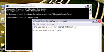 using the command prompt to hide files