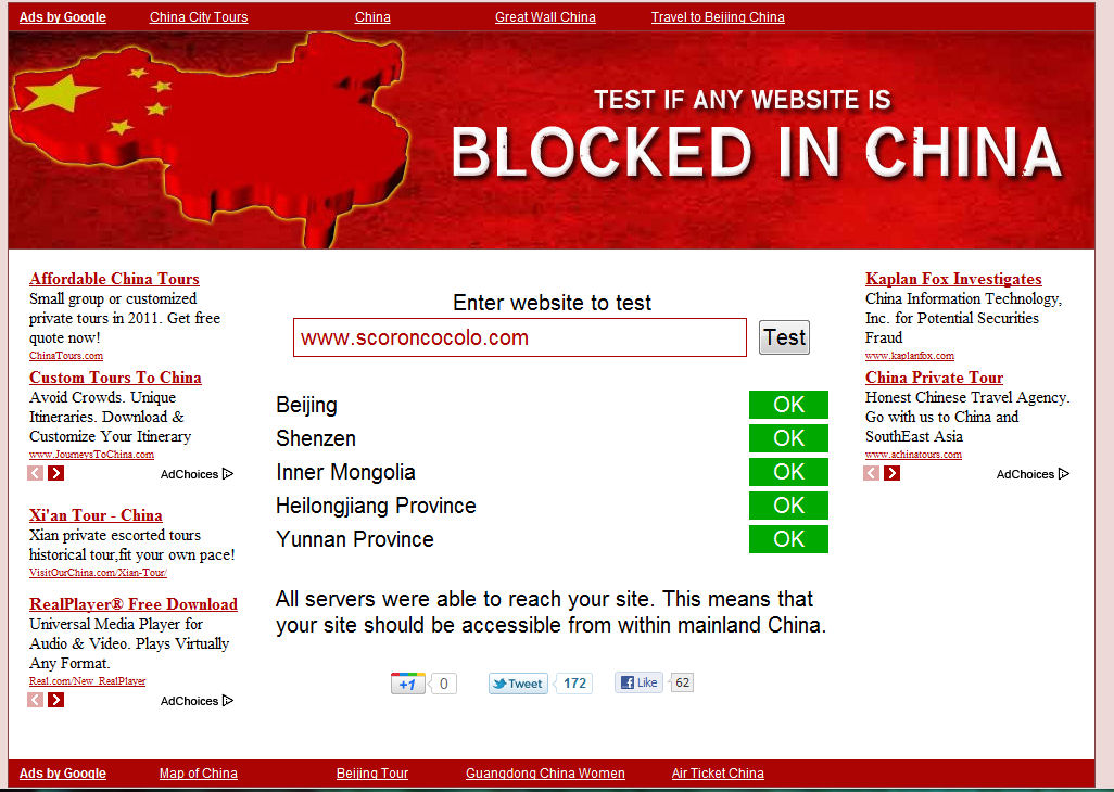 Websites Blocked in China
