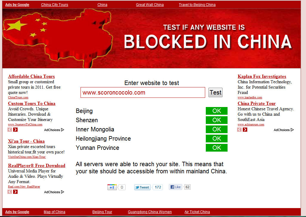 Websites Blocked in China