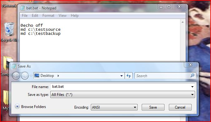 Batch Files with NotePad