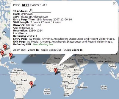 StatCounter's Recent Visitor Google Map tool Scoroncocolo TechPages StatCounter