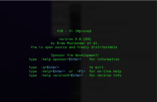 Vim welcome page in the Mac Terminal